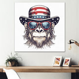 Red Blue Monkey With Sunglasses And Hat - Monkey Fashion Home Decor Art