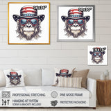 Red Blue Monkey With Sunglasses And Hat - Monkey Fashion Home Decor Art