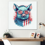 Blue Red Pig With Sunglasses - Pig Living Room Wall Art