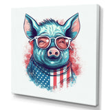 Blue Red Pig With Sunglasses - Pig Living Room Wall Art