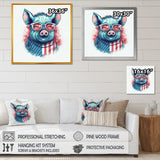Blue Red Pig With Sunglasses - Pig Living Room Wall Art