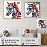 Red Blue Horse With Sunglasses And Shirt - Horse Bedroom Wall Art