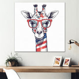 Red Blue Giraffe With Glasses - Giraffe Canvas Wall Art