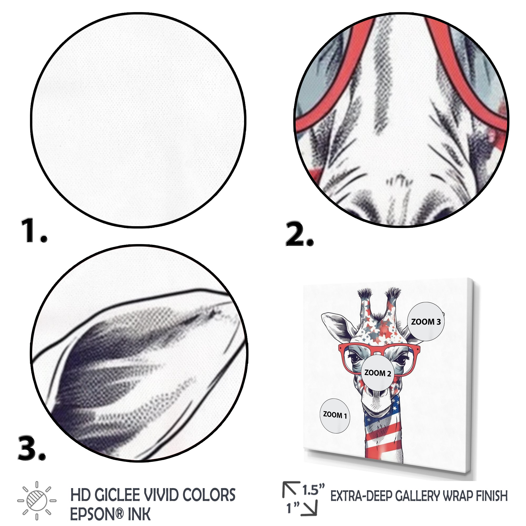 Red Blue Giraffe With Glasses - Giraffe Canvas Wall Art