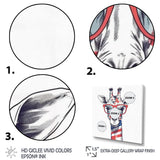 Red Blue Giraffe With Glasses - Giraffe Canvas Wall Art