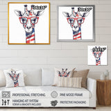 Red Blue Giraffe With Glasses - Giraffe Canvas Wall Art