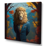Yellow Blue Lion In Suit - Yellow Lion Wall Art