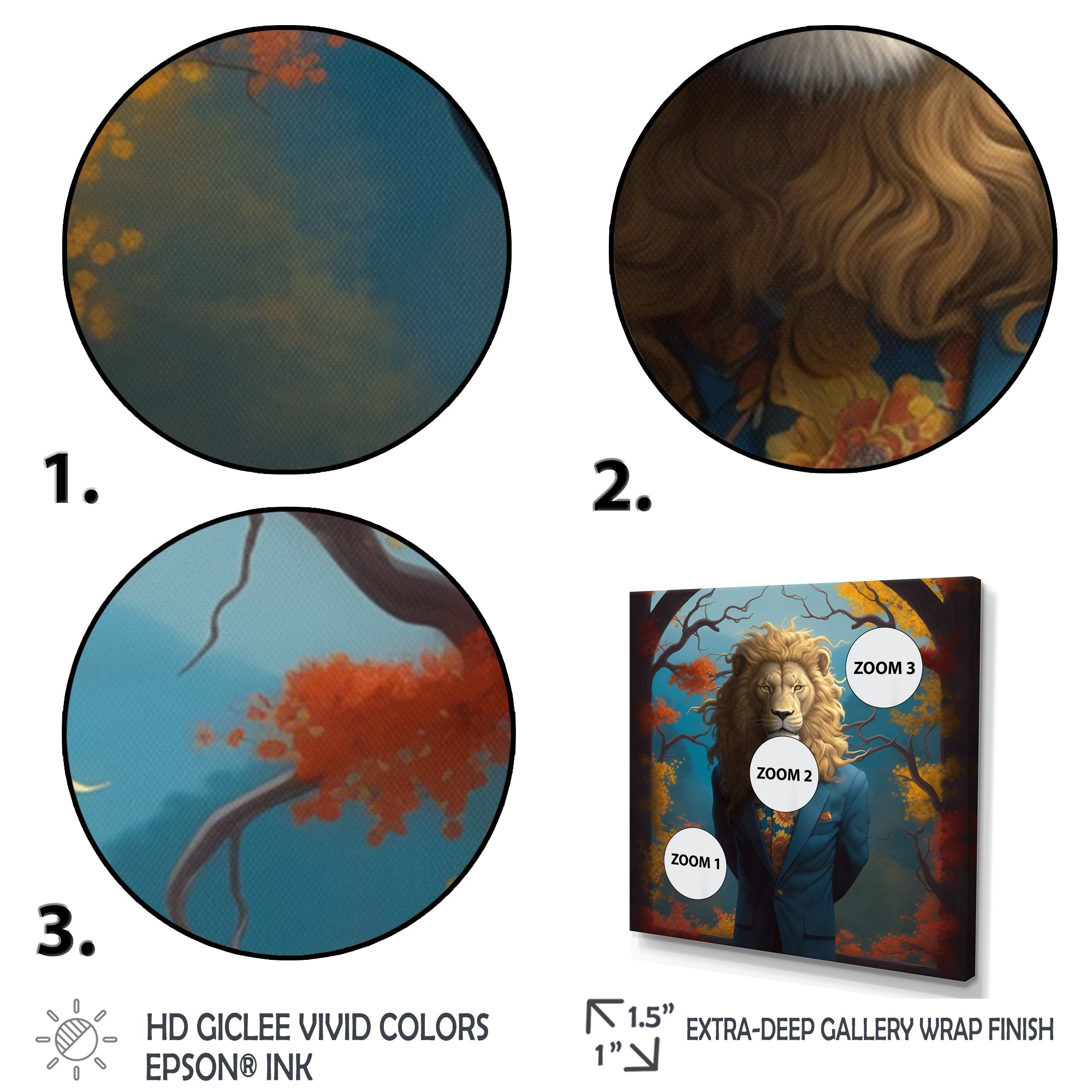 Yellow Blue Lion In Suit - Yellow Lion Wall Art