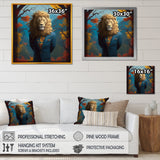 Yellow Blue Lion In Suit - Yellow Lion Wall Art