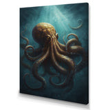 Brown Blue Octopus Under The Sea - Brown Octopus Wall Art