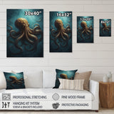 Brown Blue Octopus Under The Sea - Brown Octopus Wall Art