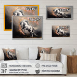 White Pink horse On The Run - Horse Framed Canvas Art