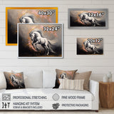 White Pink horse On The Run - Horse Framed Canvas Art