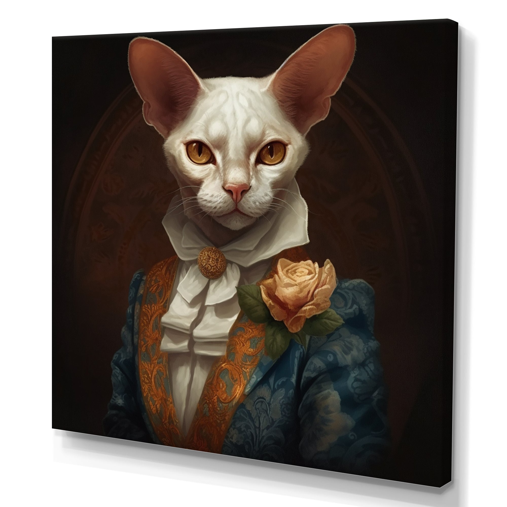 White Fancy Cat - Cat Large Canvas Wall Art