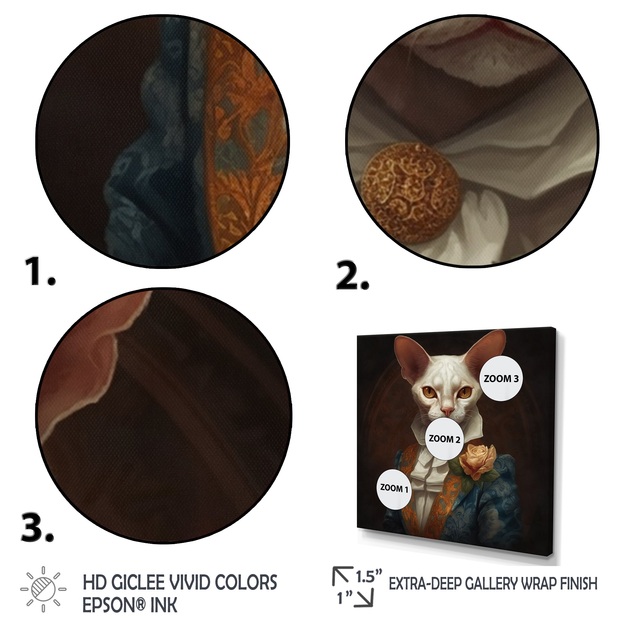 White Fancy Cat - Cat Large Canvas Wall Art