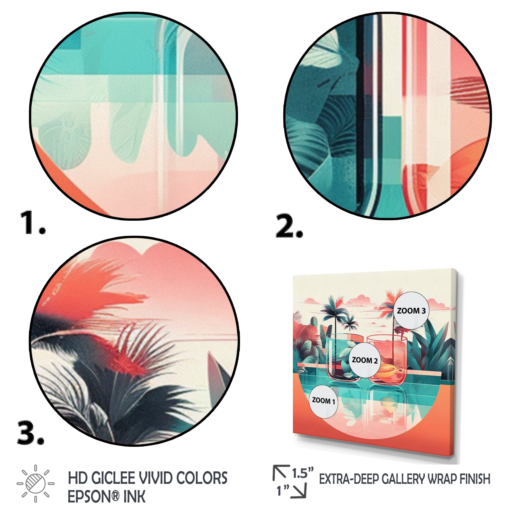 Orange Green Tropical Drinks In Paradise - Flamingo Bedroom Wall Art