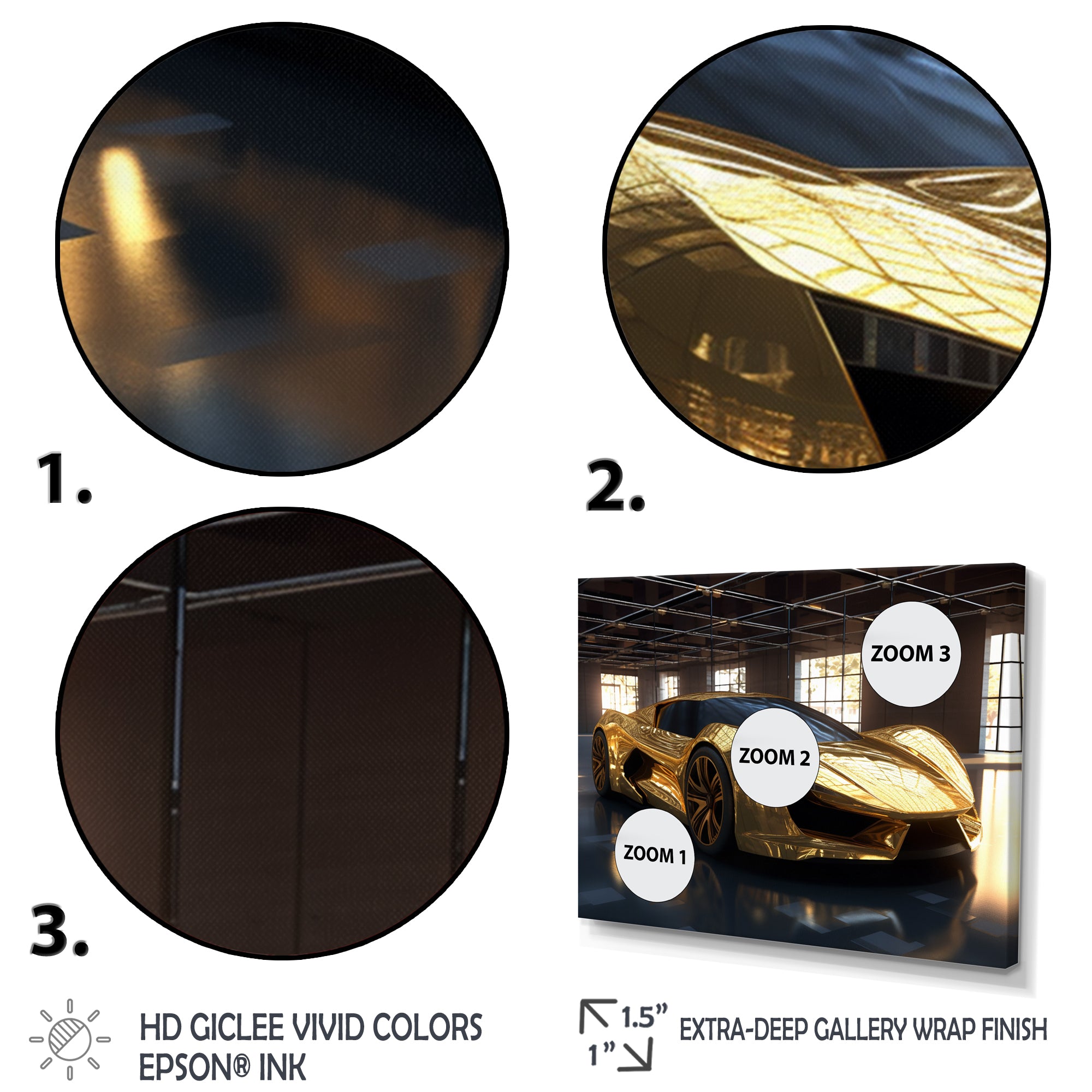 Gold And Black Iconic Car Legends I - Car Exotic Canvas Wall Art