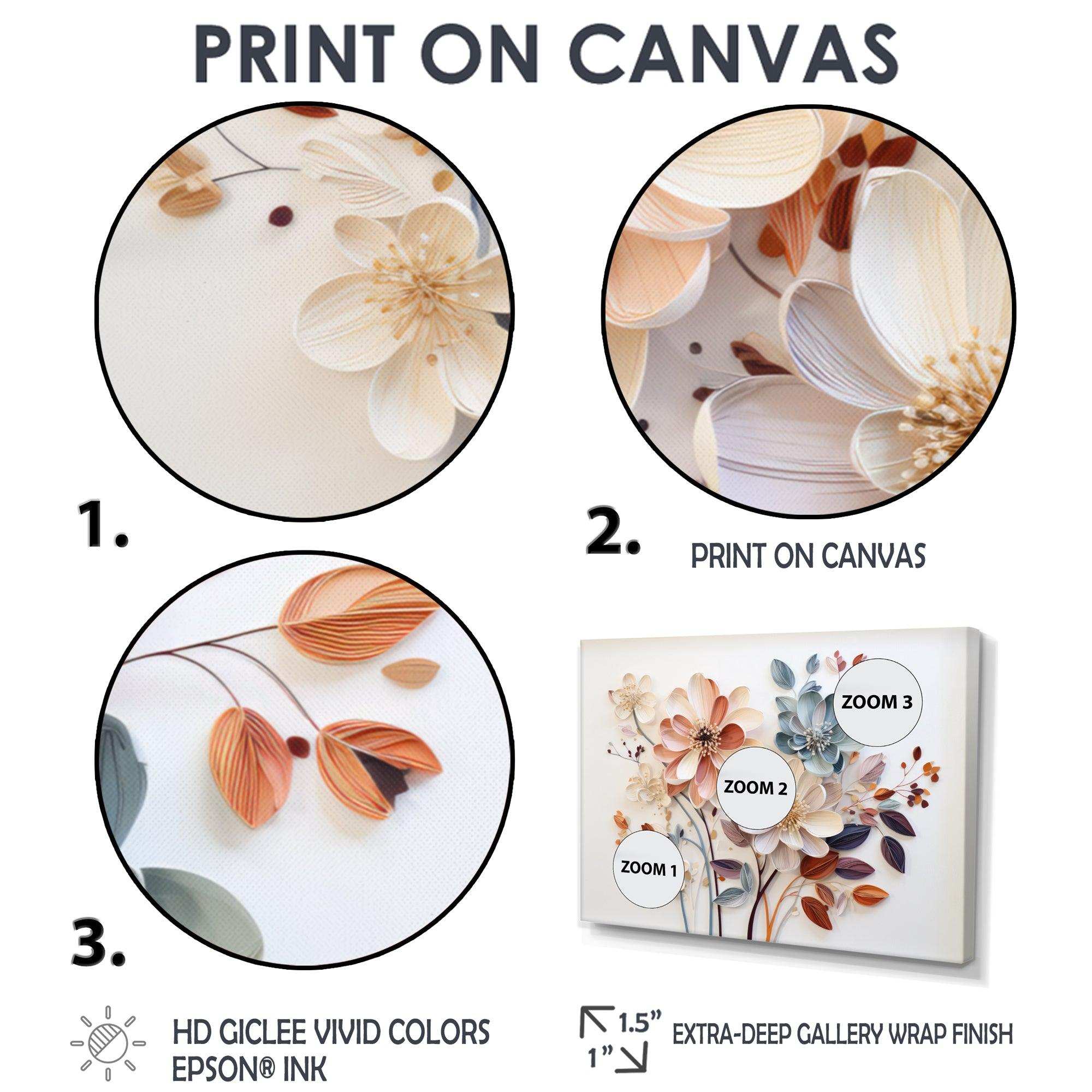 White Botanical Collage - Abstract Canvas Wall Art