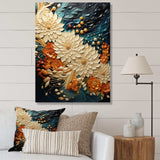 IDesignart Orange Teal Botanical Whirlwind III - Abstract Canvas Wall Art