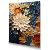 Designart Orange Teal Botanical Whirlwind IV - Abstract Canvas Wall Art