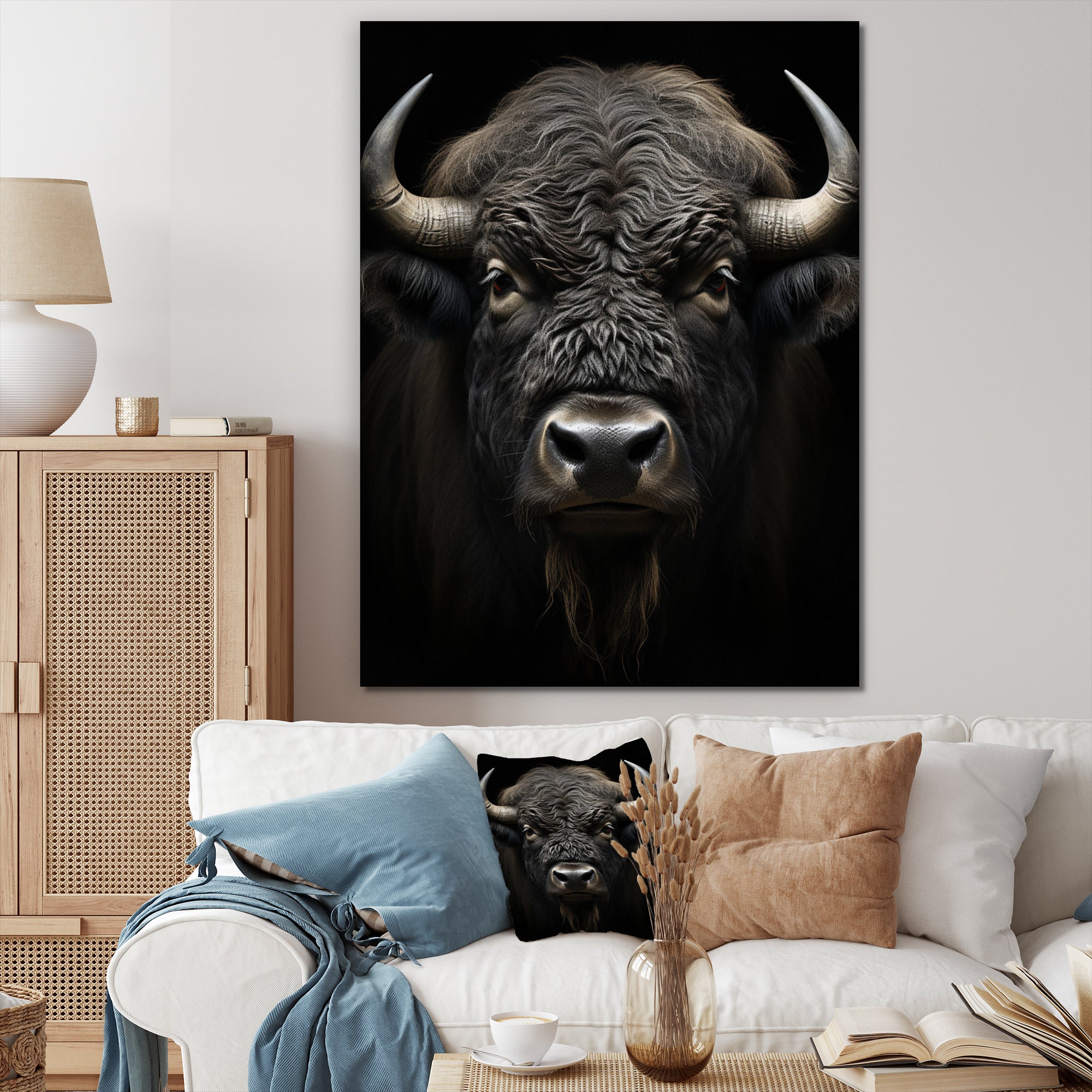 Black White Animal Buffalo Bison - Buffalo Wall Art Prints