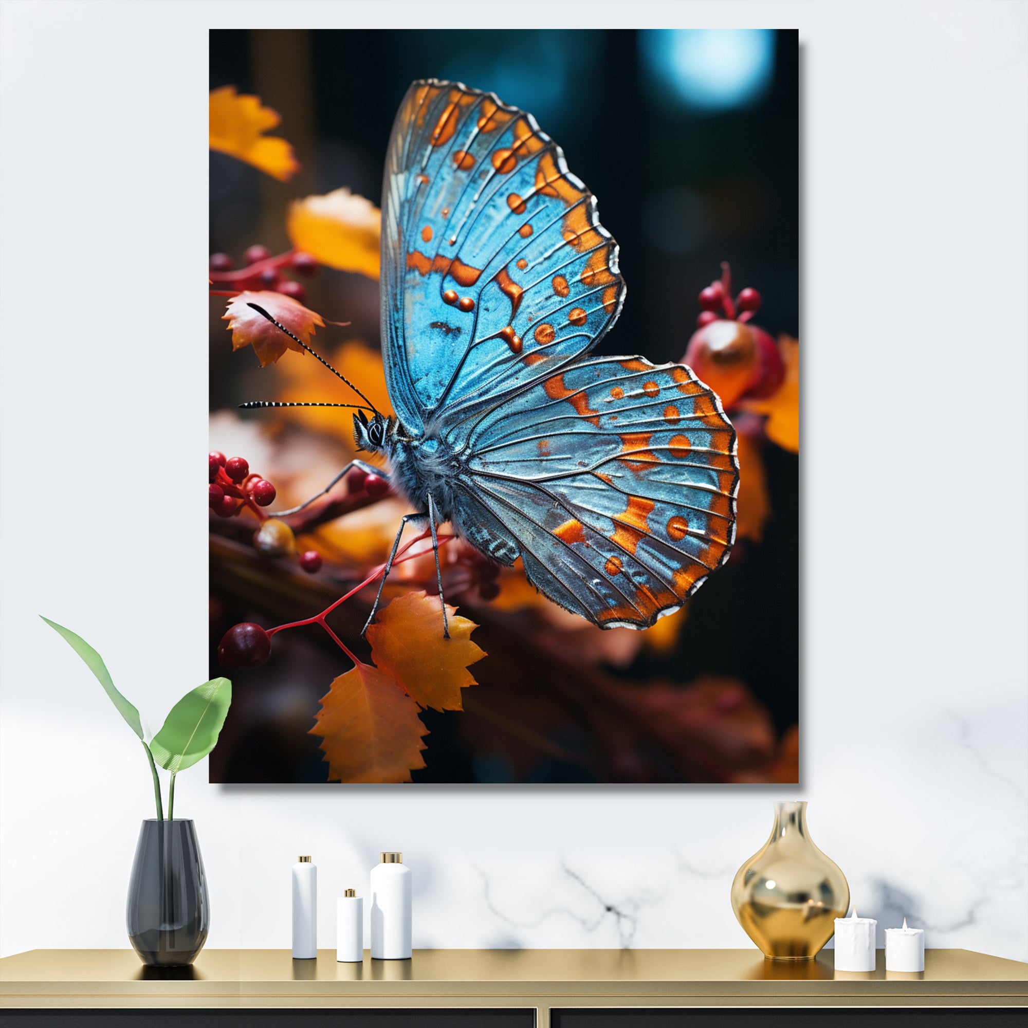 Turquoise Yellow Animal Butterfly - Butterfly Wall Art Prints