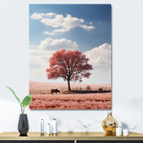 Pink Tree Tranquil Fields - Cow Wall Decor