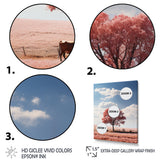 Pink Tree Tranquil Fields - Cow Wall Decor