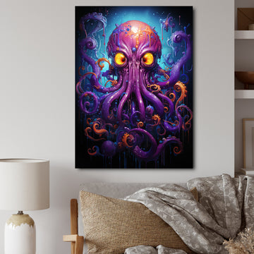 Purple Animal Electric Octopus Drips - Octopus Wall Decor