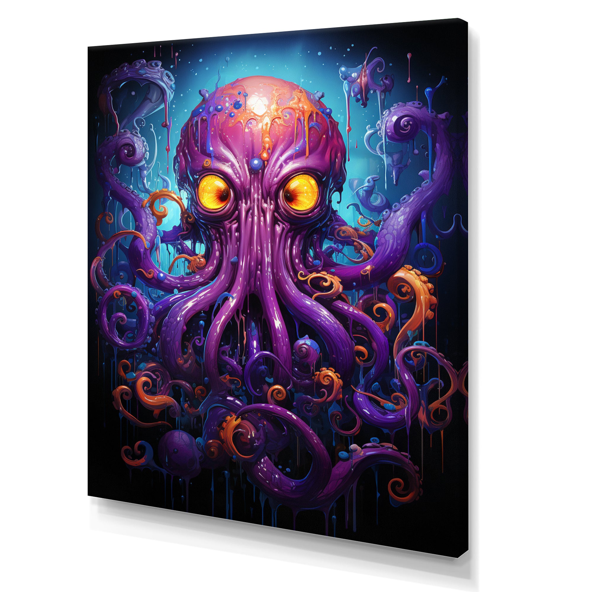 Purple Animal Electric Octopus Drips - Octopus Wall Decor