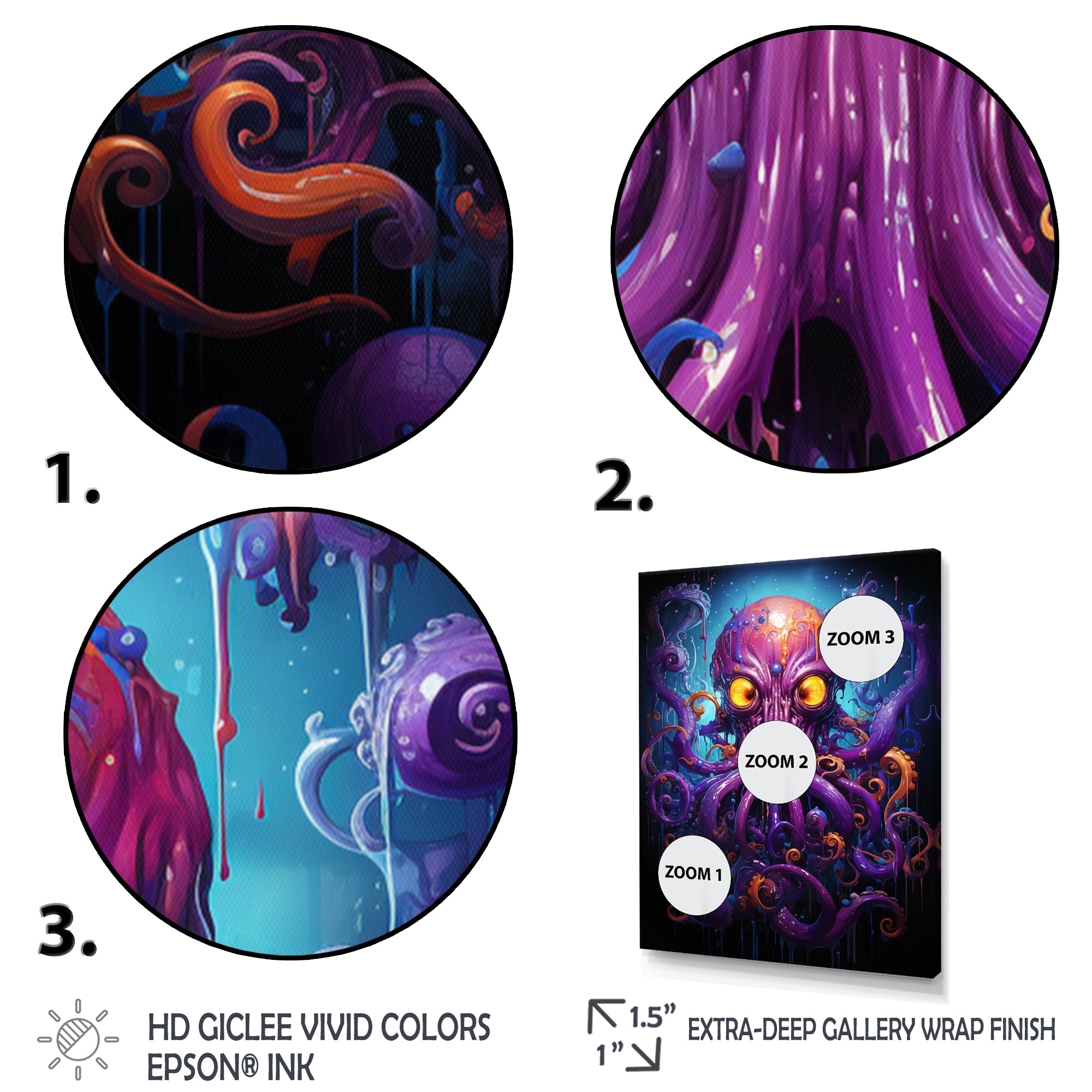 Purple Animal Electric Octopus Drips - Octopus Wall Decor