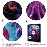 Purple Animal Electric Octopus Drips - Octopus Wall Decor