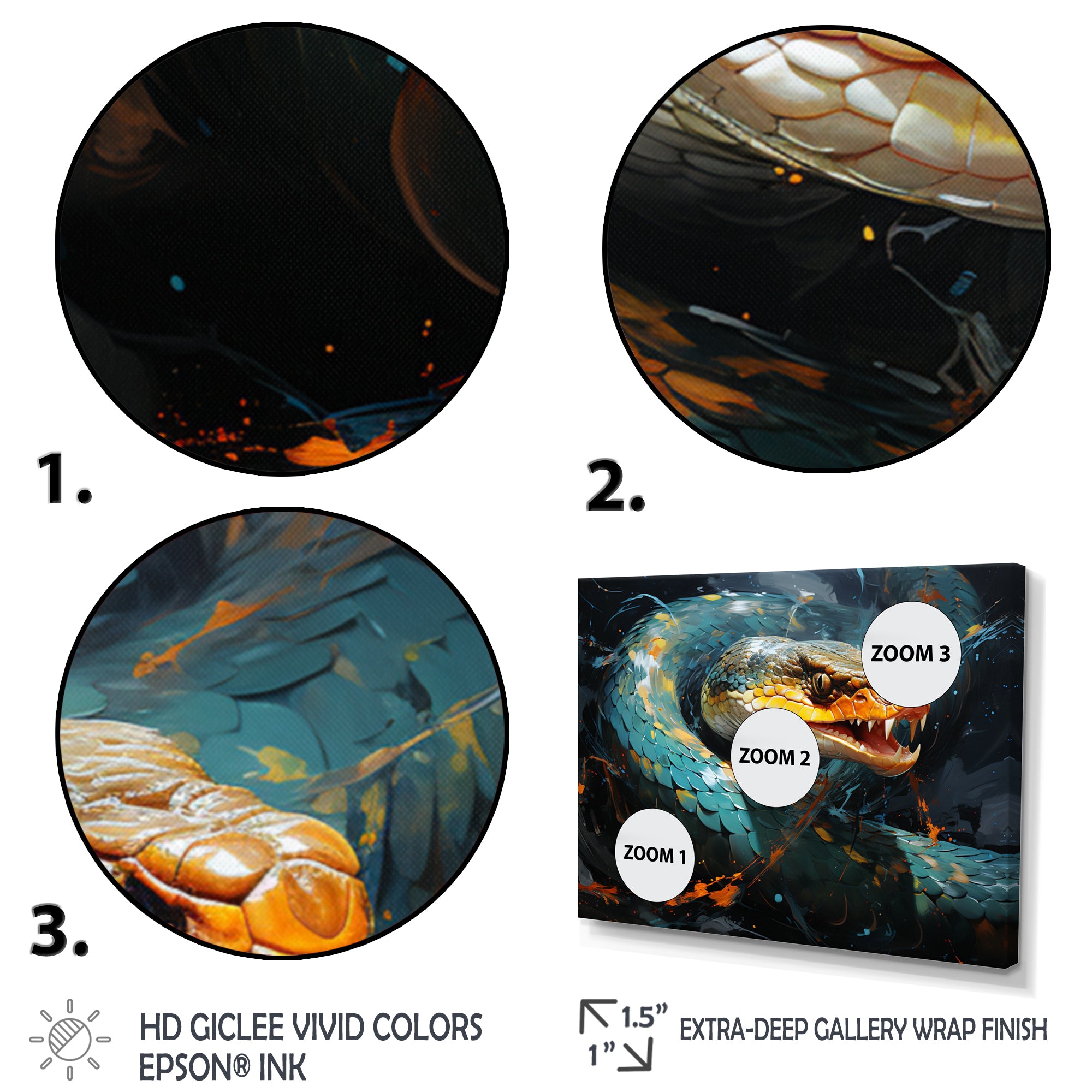 Emerald Snake Intertwining - Teal Snake Wall Art