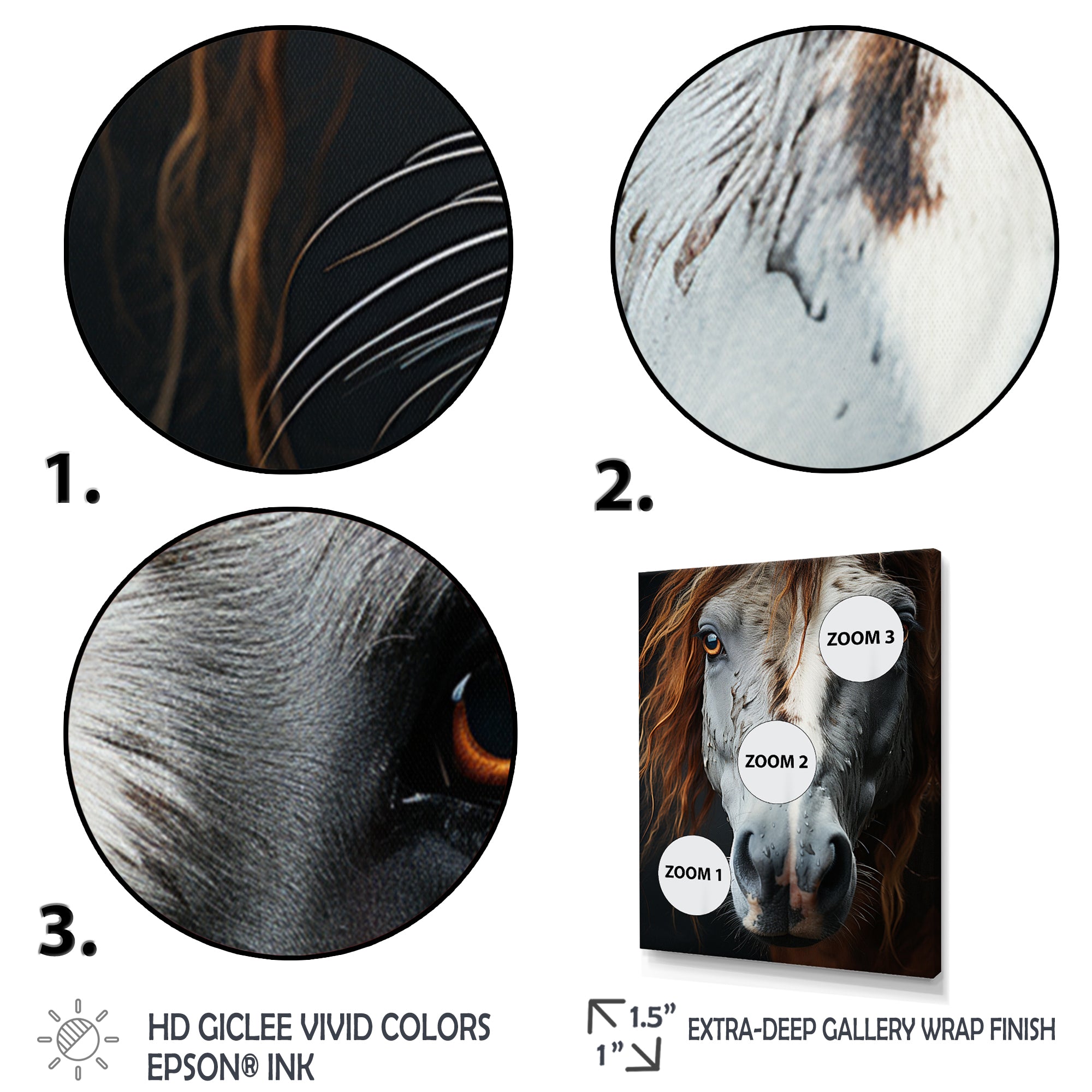 Grey Brown Horse Serenity - Horse Canvas Wall Art