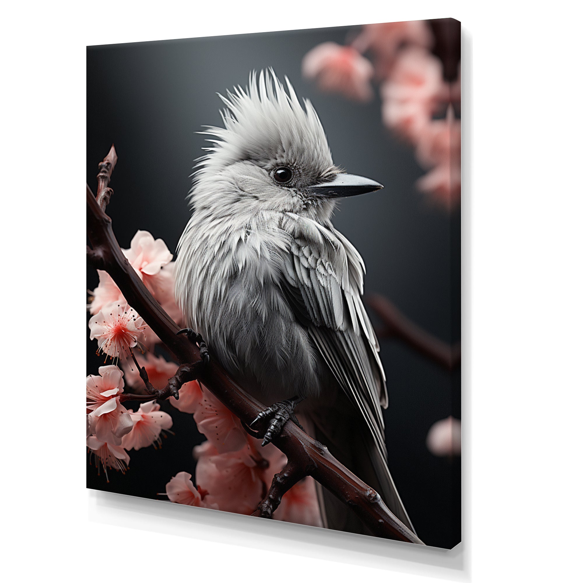 Grey Pink Animal Bird - Bird Floral Wall Decor