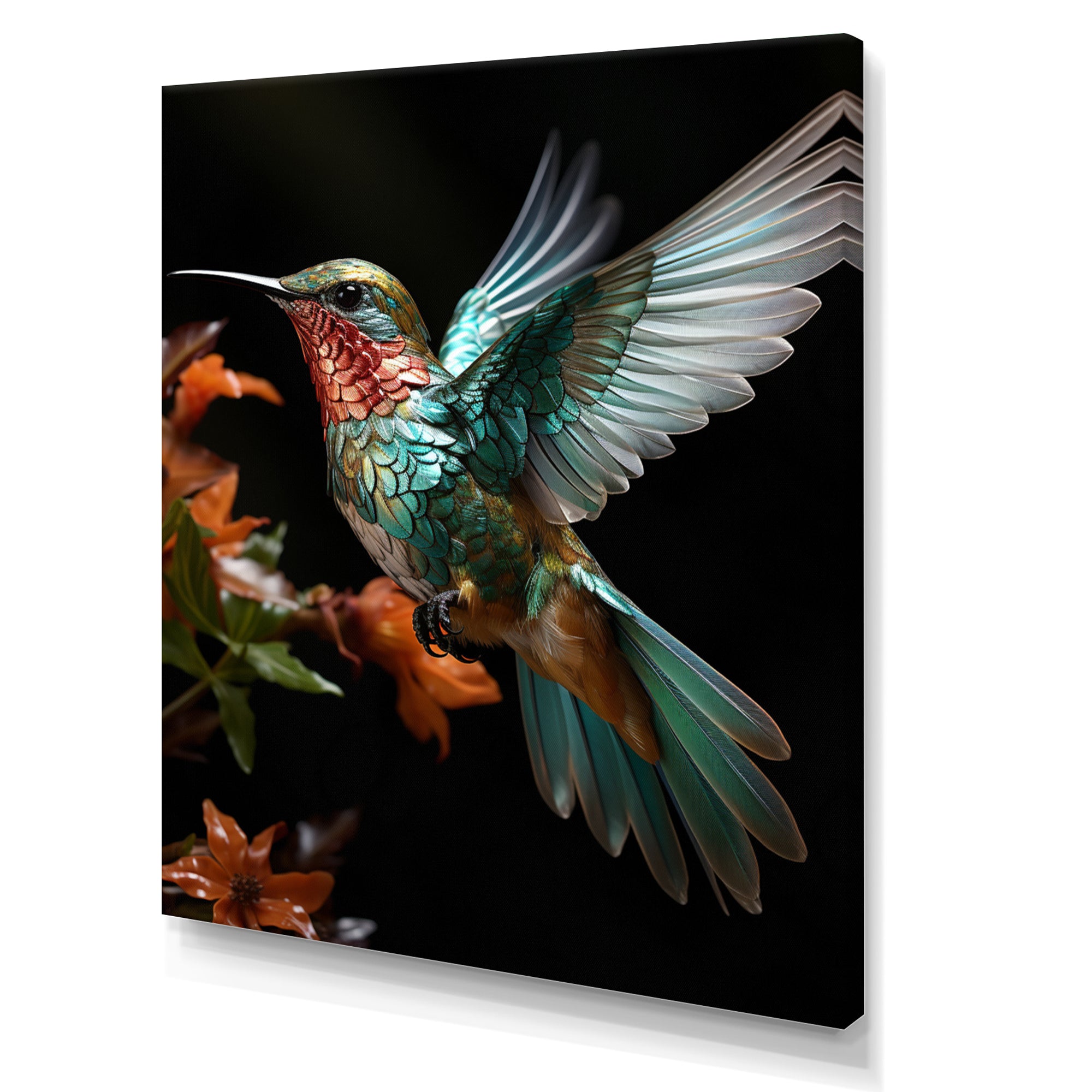 Teal Orange Animal Hummingbird - Hummingbird Wall Decor