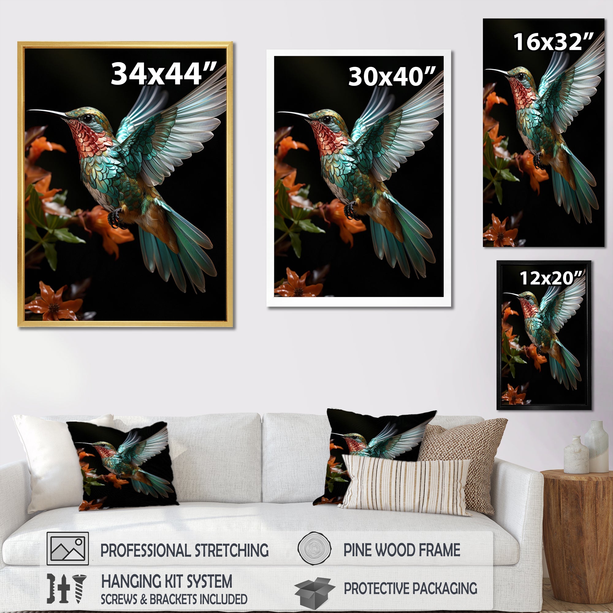Teal Orange Animal Hummingbird - Hummingbird Wall Decor