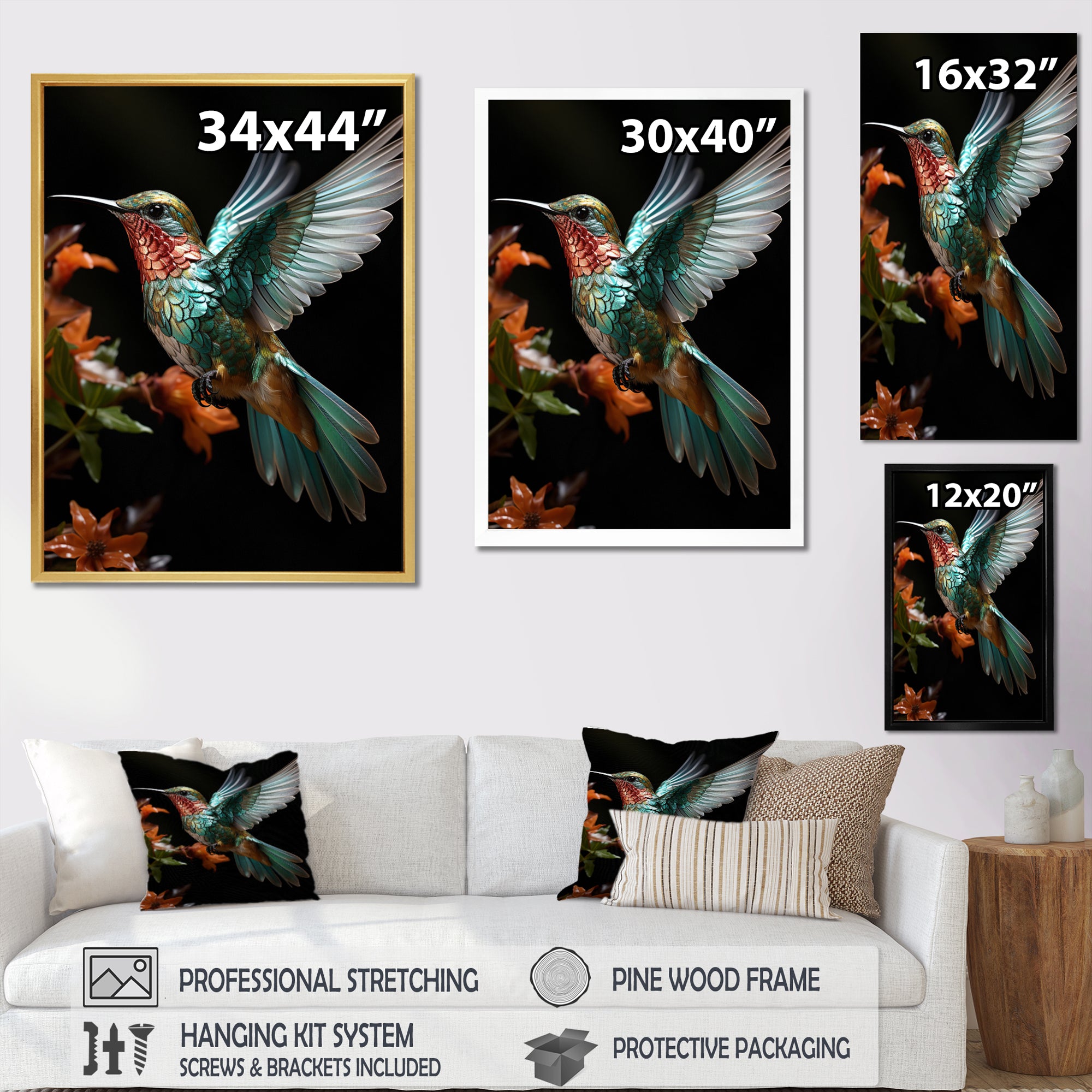 Teal Orange Animal Hummingbird - Hummingbird Wall Decor