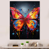 Coral Yellow Neon Butterfly Electric - Butterfly Framed Canvas Art