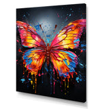 Coral Yellow Neon Butterfly Electric - Butterfly Framed Canvas Art