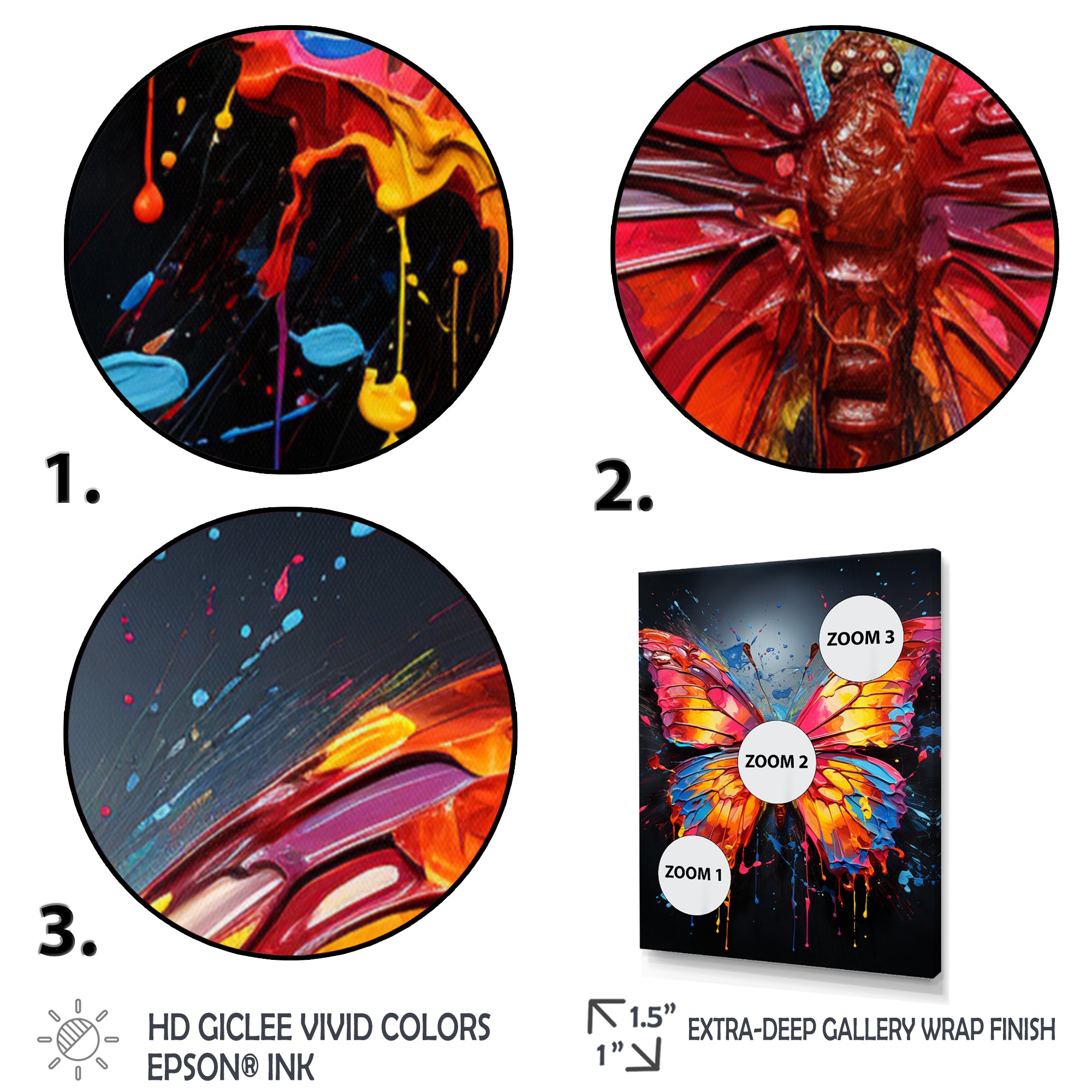 Coral Yellow Neon Butterfly Electric - Butterfly Framed Canvas Art