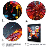 Coral Yellow Neon Butterfly Electric - Butterfly Framed Canvas Art