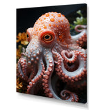 Coral Octopus Lunar Reflections - Octopus Living Room Wall Art