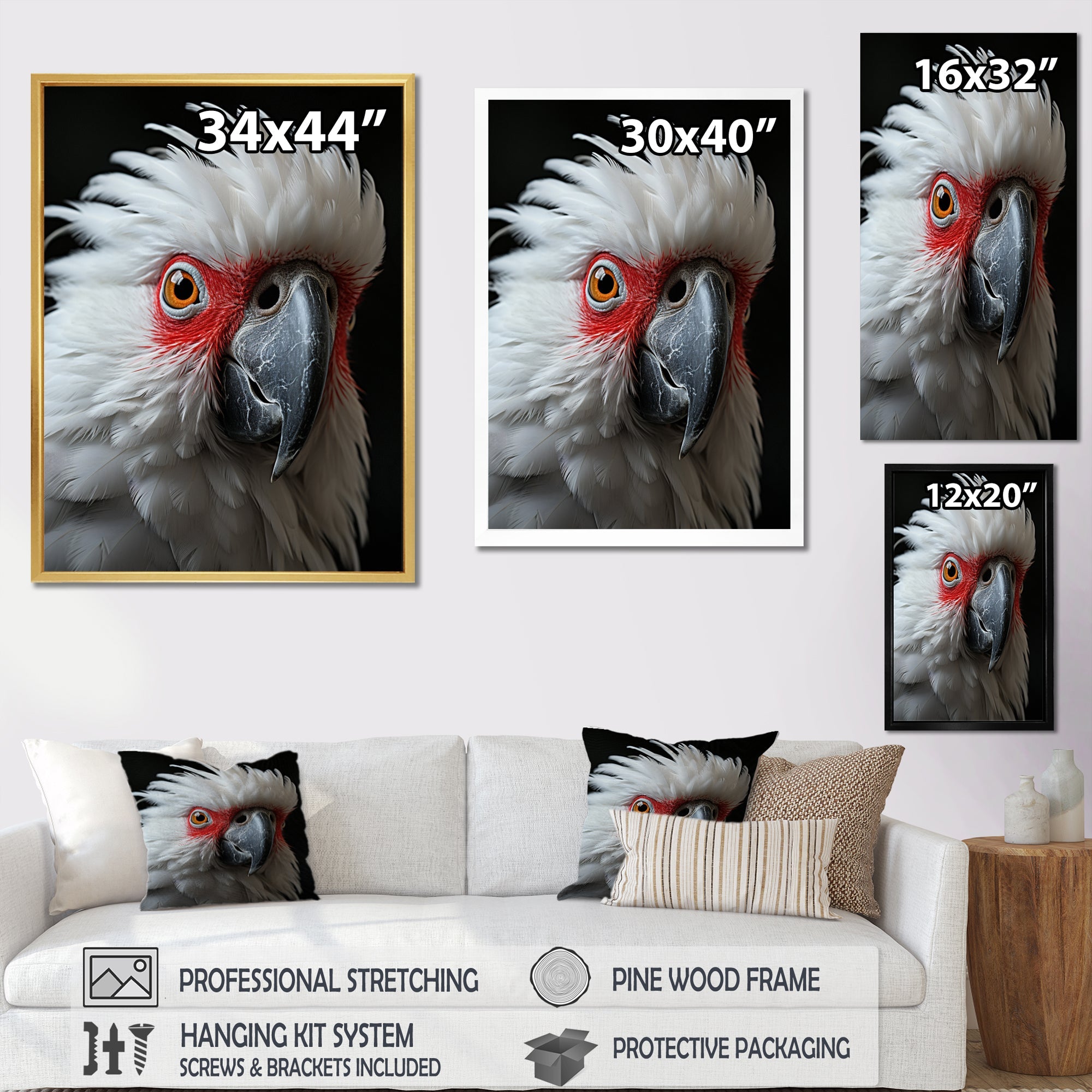 White Coral Animal Parrot - Parrot Canvas Wall Art