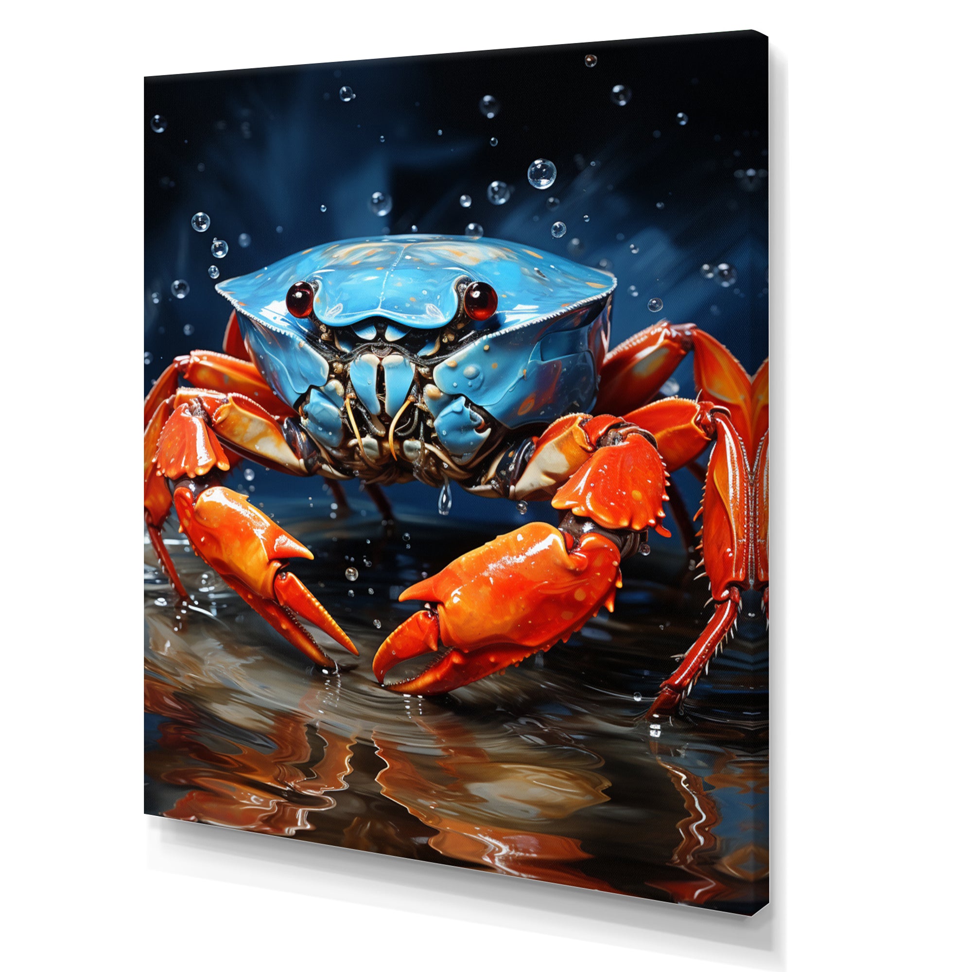 Scarlet Crab Drips - Crab Living Room Wall Art