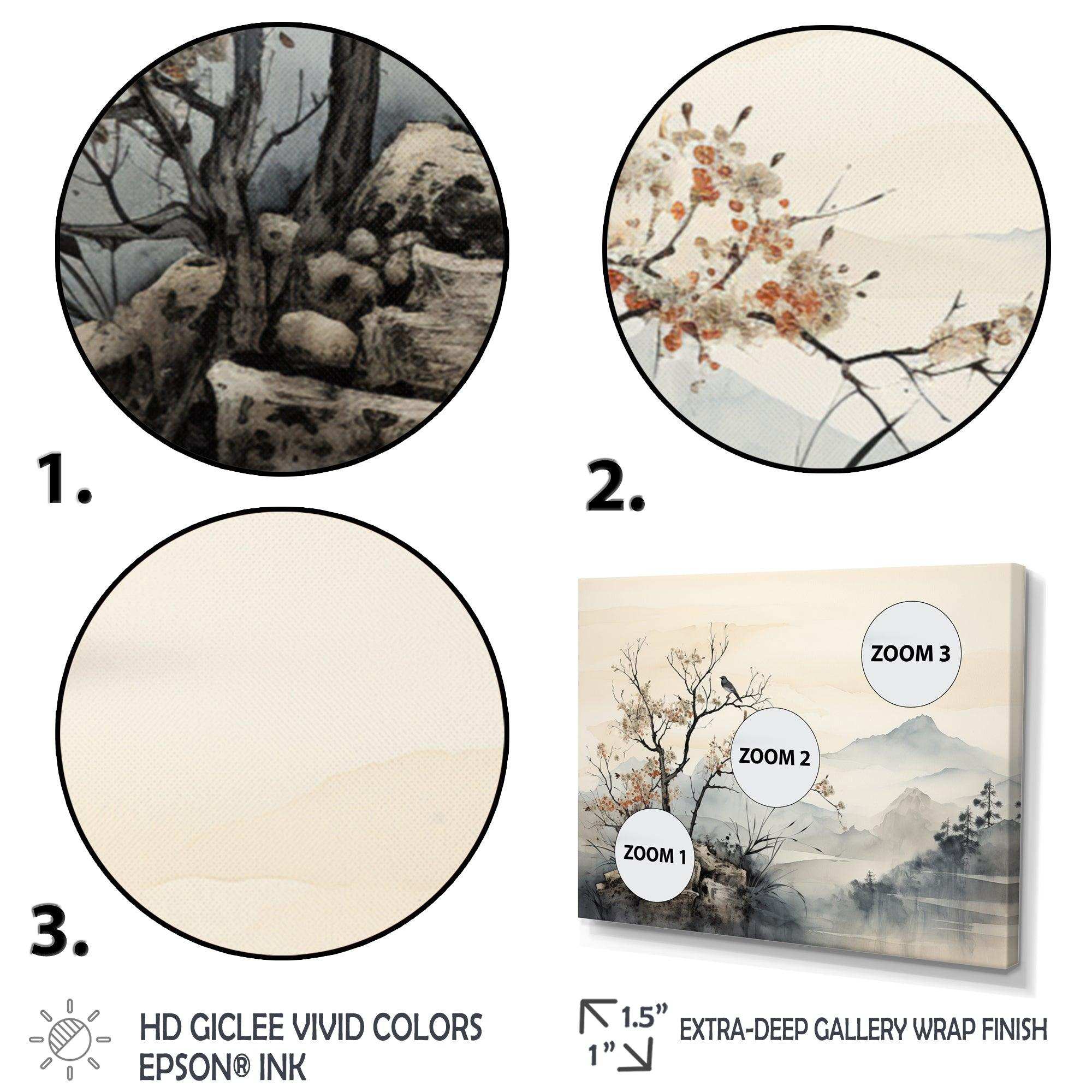 Asian Art Sumi Bird Serenity XVI - People Canvas Wall Art