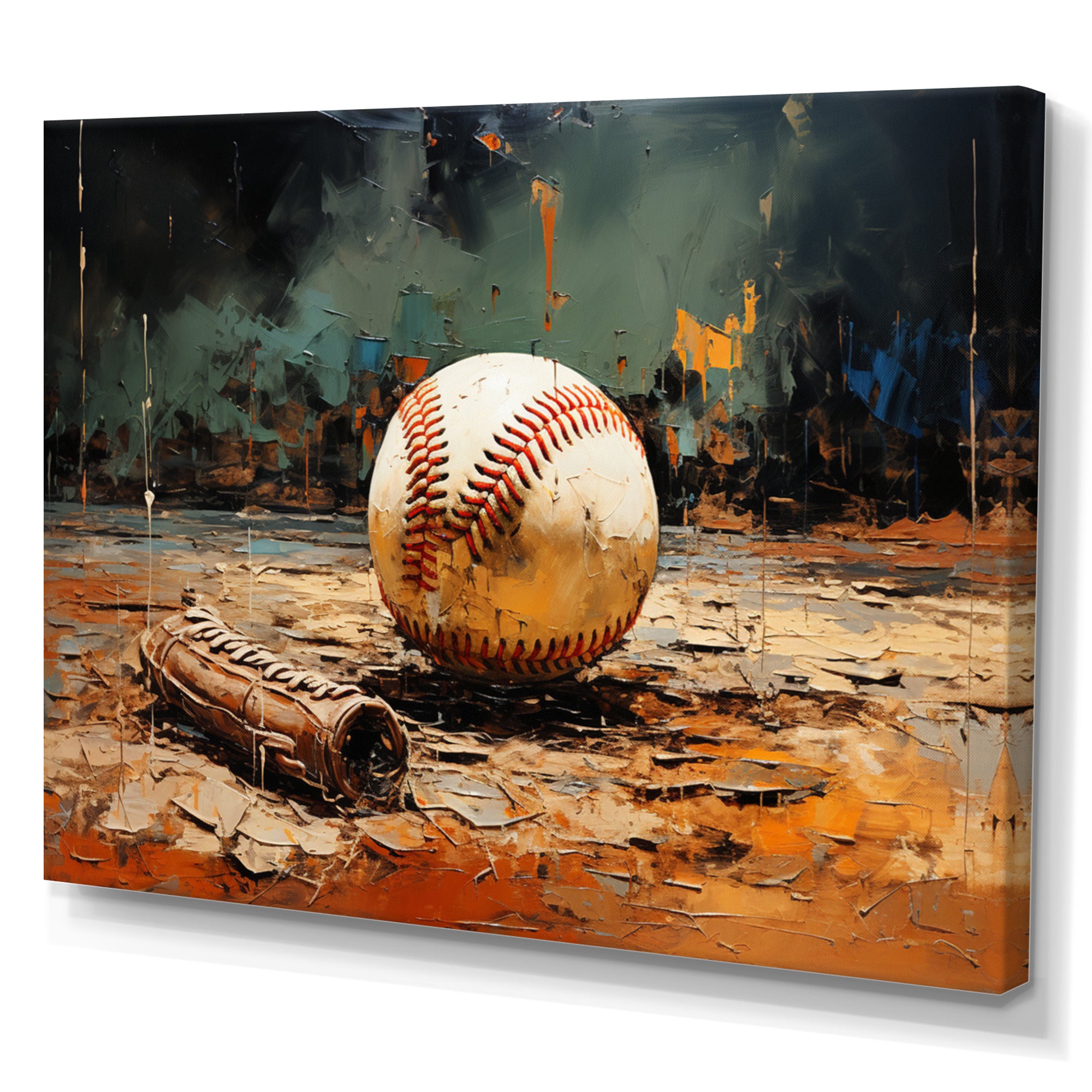 Baseball Collage Glove And Ball - Sport Baseball Canvas Wall Art