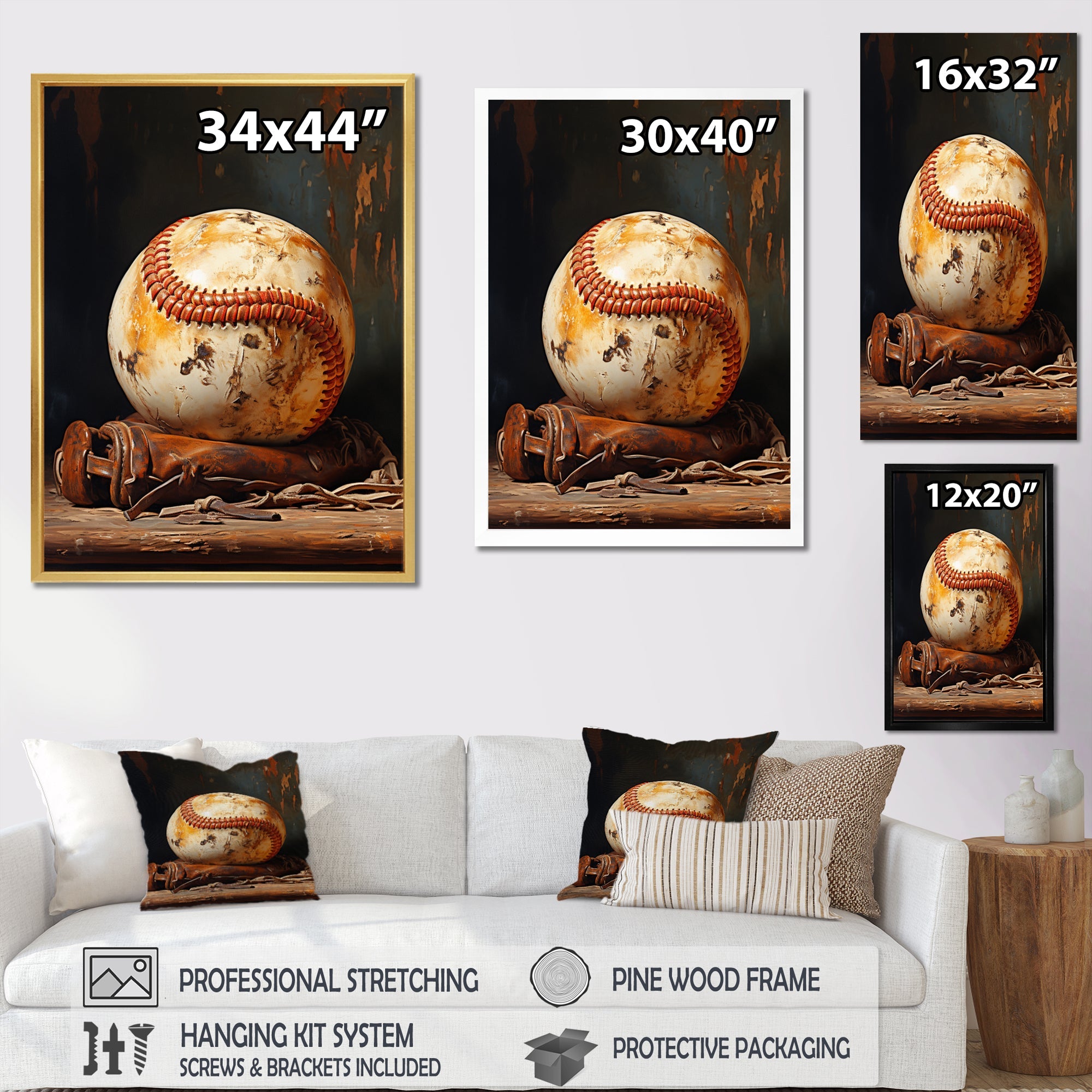 Baseball Minimalist Baseball Glove - Sport Baseball Canvas Wall Art