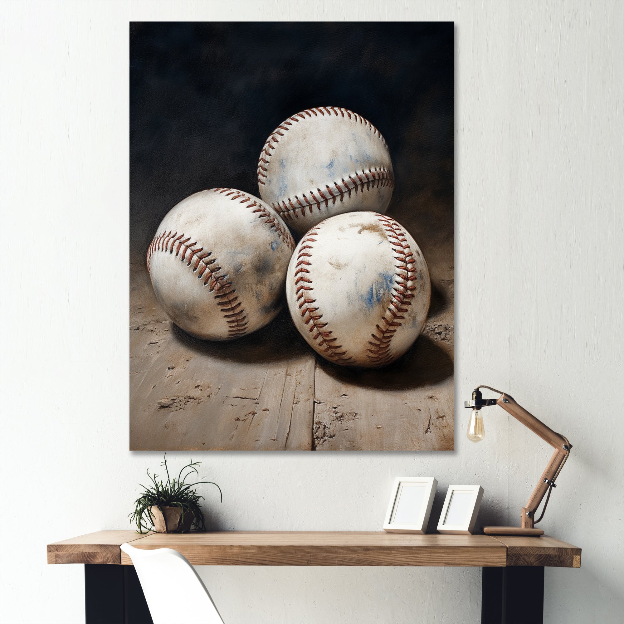 Baseball Subtle Double Play - Sport Baseball Canvas Wall Art