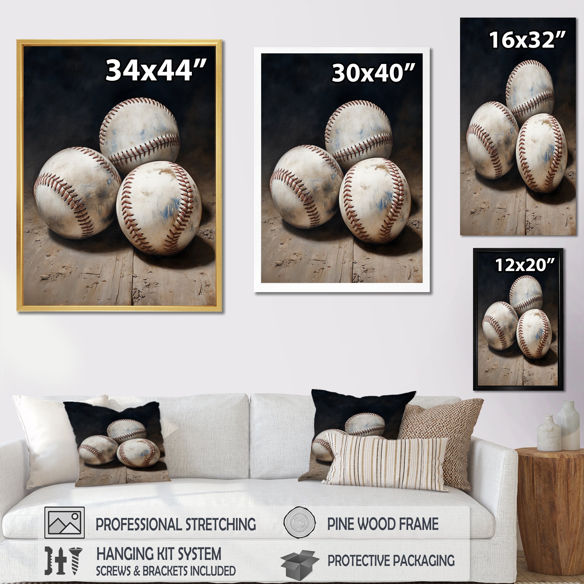 Baseball Subtle Double Play - Sport Baseball Canvas Wall Art